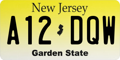 NJ license plate A12DQW