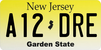 NJ license plate A12DRE
