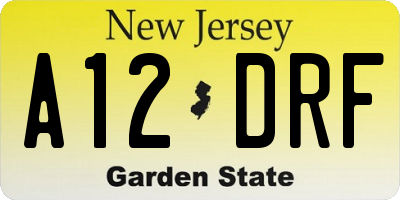 NJ license plate A12DRF