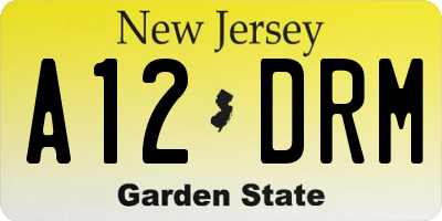 NJ license plate A12DRM