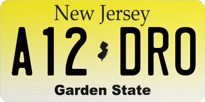 NJ license plate A12DRO