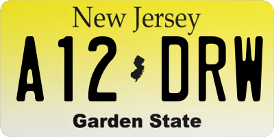 NJ license plate A12DRW