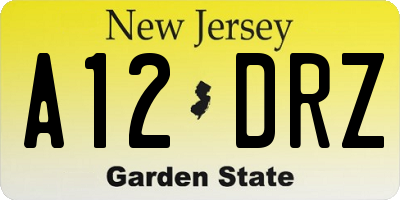 NJ license plate A12DRZ