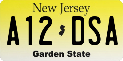 NJ license plate A12DSA