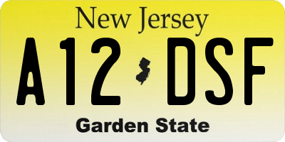 NJ license plate A12DSF