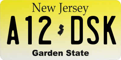NJ license plate A12DSK