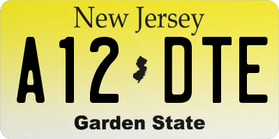 NJ license plate A12DTE