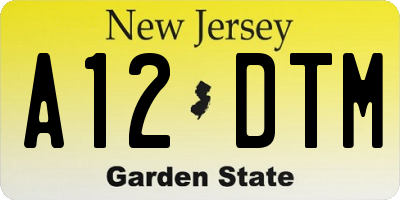 NJ license plate A12DTM