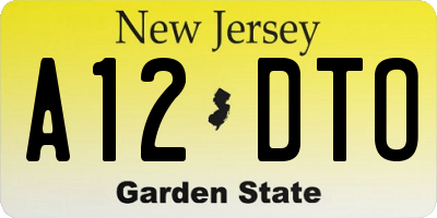 NJ license plate A12DTO