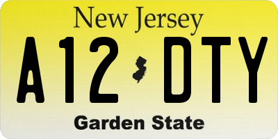 NJ license plate A12DTY
