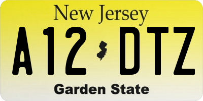 NJ license plate A12DTZ