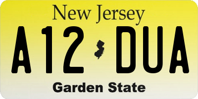 NJ license plate A12DUA
