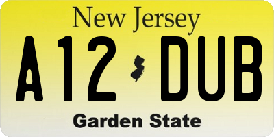 NJ license plate A12DUB