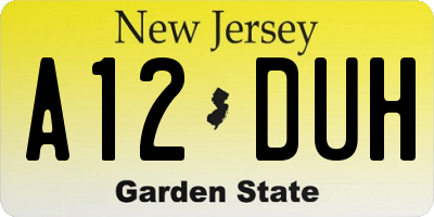 NJ license plate A12DUH