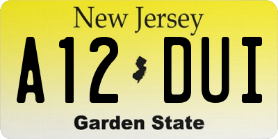 NJ license plate A12DUI