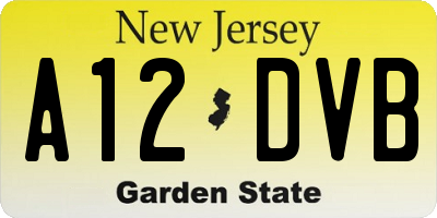 NJ license plate A12DVB