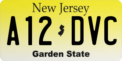 NJ license plate A12DVC