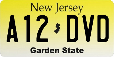 NJ license plate A12DVD
