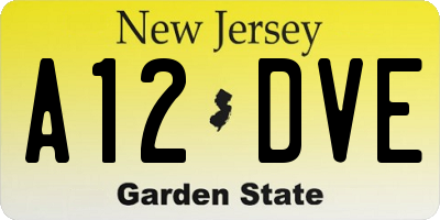 NJ license plate A12DVE