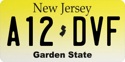 NJ license plate A12DVF