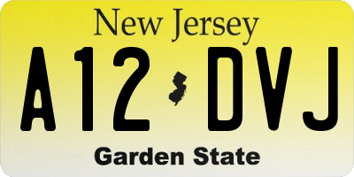 NJ license plate A12DVJ