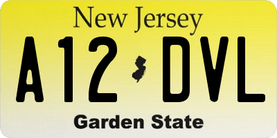 NJ license plate A12DVL