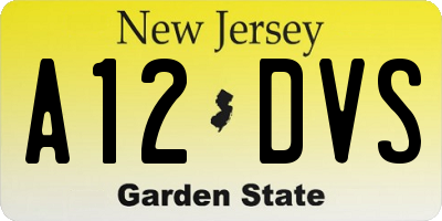 NJ license plate A12DVS