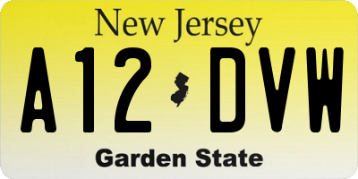 NJ license plate A12DVW