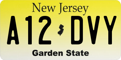 NJ license plate A12DVY