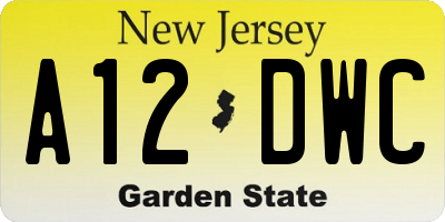NJ license plate A12DWC
