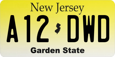 NJ license plate A12DWD
