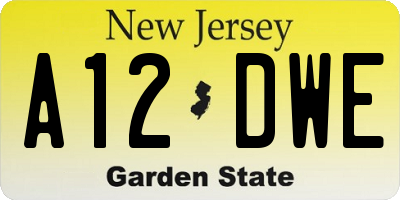 NJ license plate A12DWE