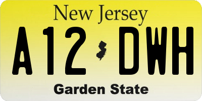 NJ license plate A12DWH