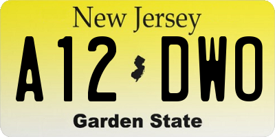 NJ license plate A12DWO
