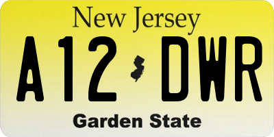 NJ license plate A12DWR