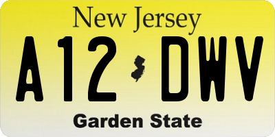 NJ license plate A12DWV