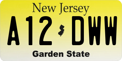 NJ license plate A12DWW