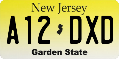 NJ license plate A12DXD