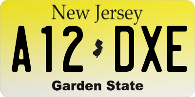 NJ license plate A12DXE
