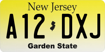 NJ license plate A12DXJ
