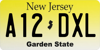 NJ license plate A12DXL