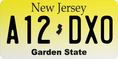 NJ license plate A12DXO