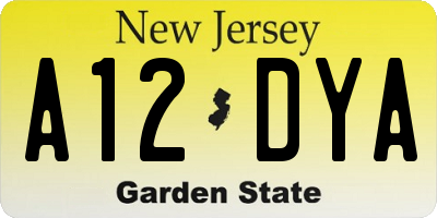 NJ license plate A12DYA