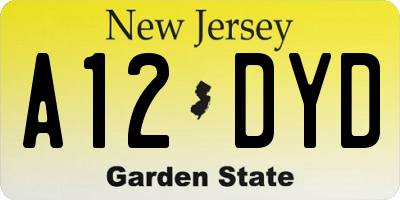 NJ license plate A12DYD