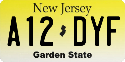 NJ license plate A12DYF