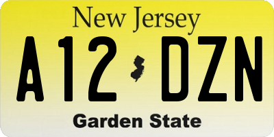 NJ license plate A12DZN