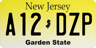 NJ license plate A12DZP