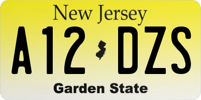 NJ license plate A12DZS