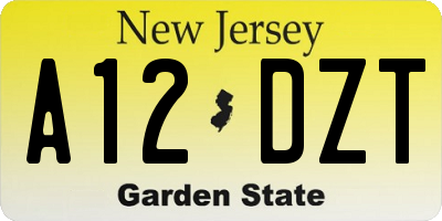 NJ license plate A12DZT