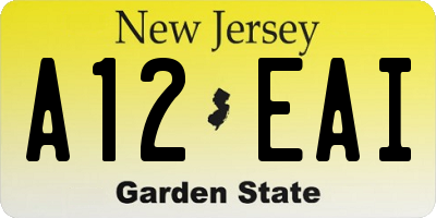 NJ license plate A12EAI